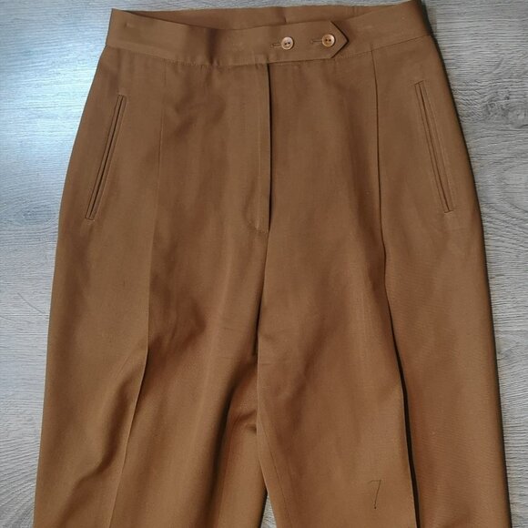 Shop 80s Vintage Quiet Luxury High Waisted Wool Tapered BRONZE Dress Pants - Picture 3 of 11